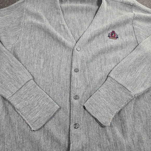 Other - IZOD Cardigan Sweater Men's Large Gray Made In USA VTG